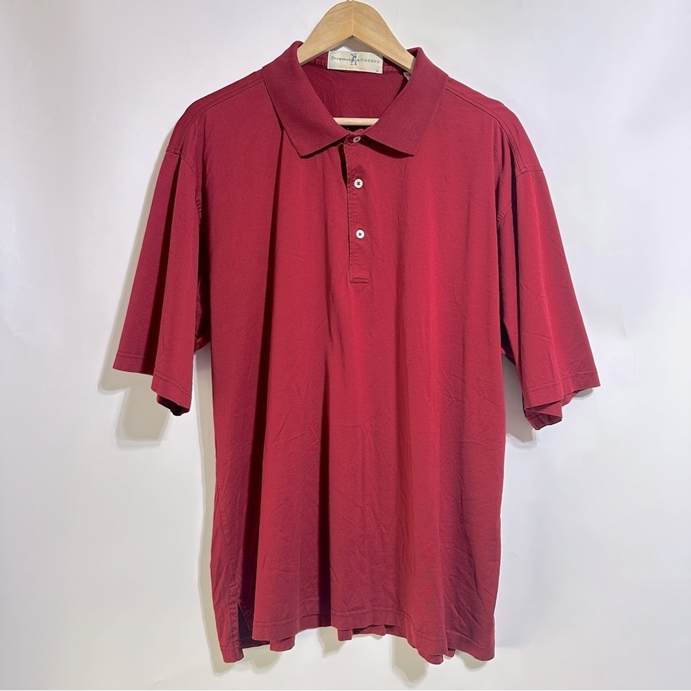 Fairway & Greene maroon Red gold Polo Shirt cotton size XL